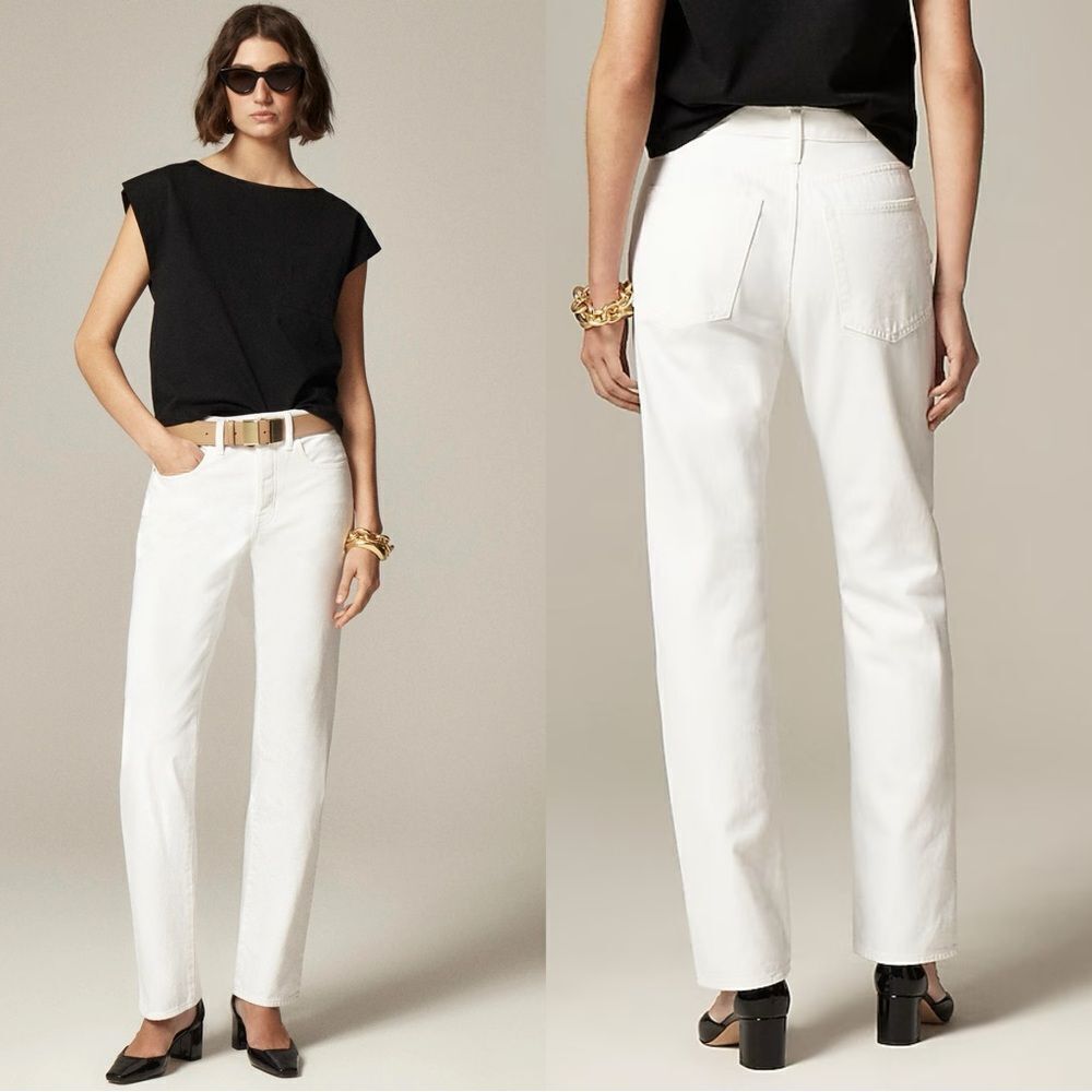 J. Crew White Straight-Leg Jeans